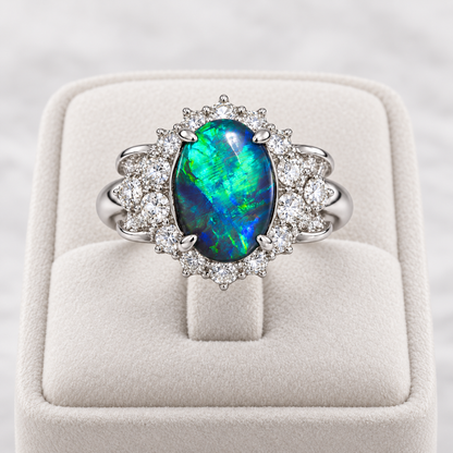 Black Opal Ring set in Platinum 265440
