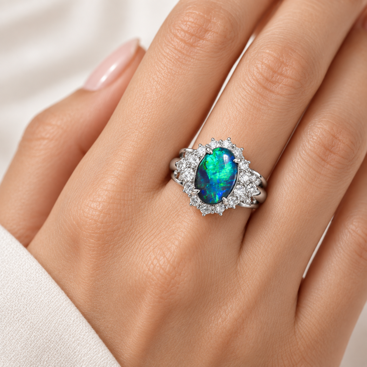 Black Opal Ring set in Platinum 265440