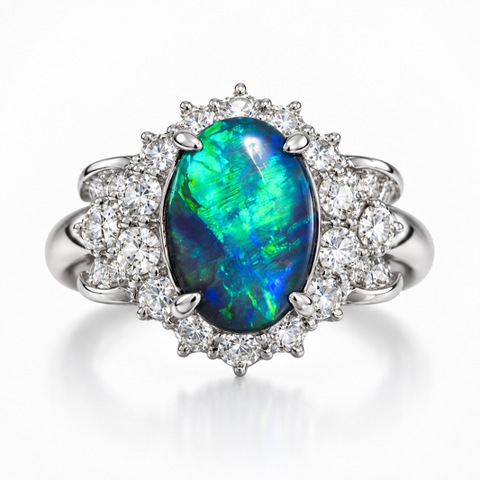 Black Opal Ring set in Platinum 265440