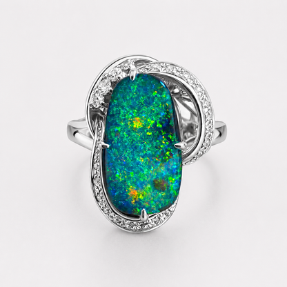 Boulder Opal Ring set in Platinum 265441