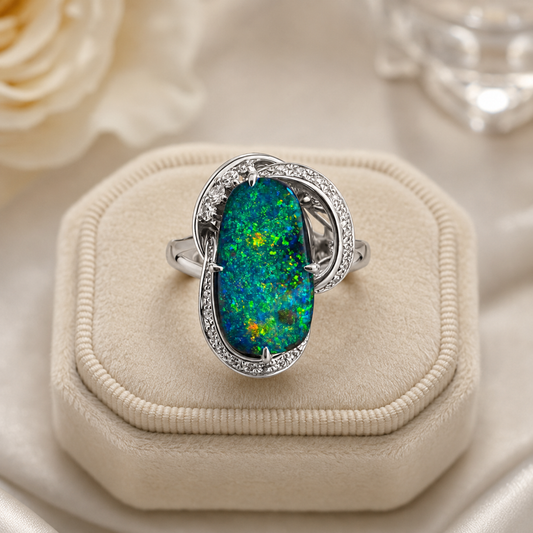 Boulder Opal Ring set in Platinum 265441