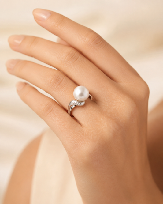Platinum Ring White South Sea Pearl 13.50mm Diamond 0.15CT 265443