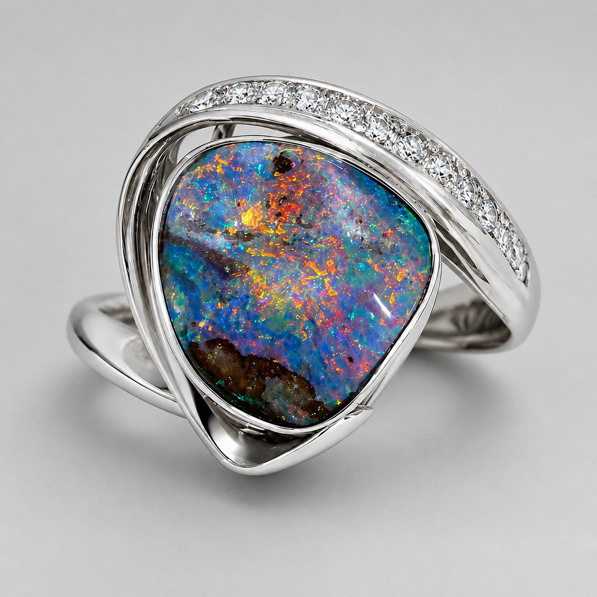 Boulder Opal Ring set in Platinum 265449