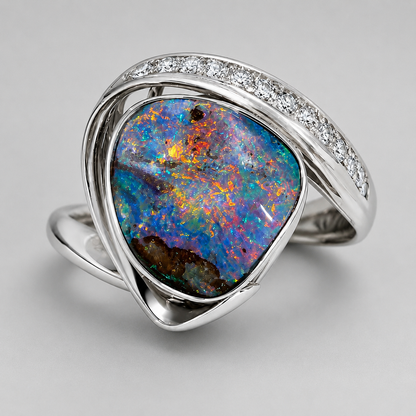 Boulder Opal Ring set in Platinum 265449