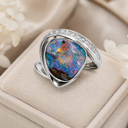 Boulder Opal Ring set in Platinum 265449