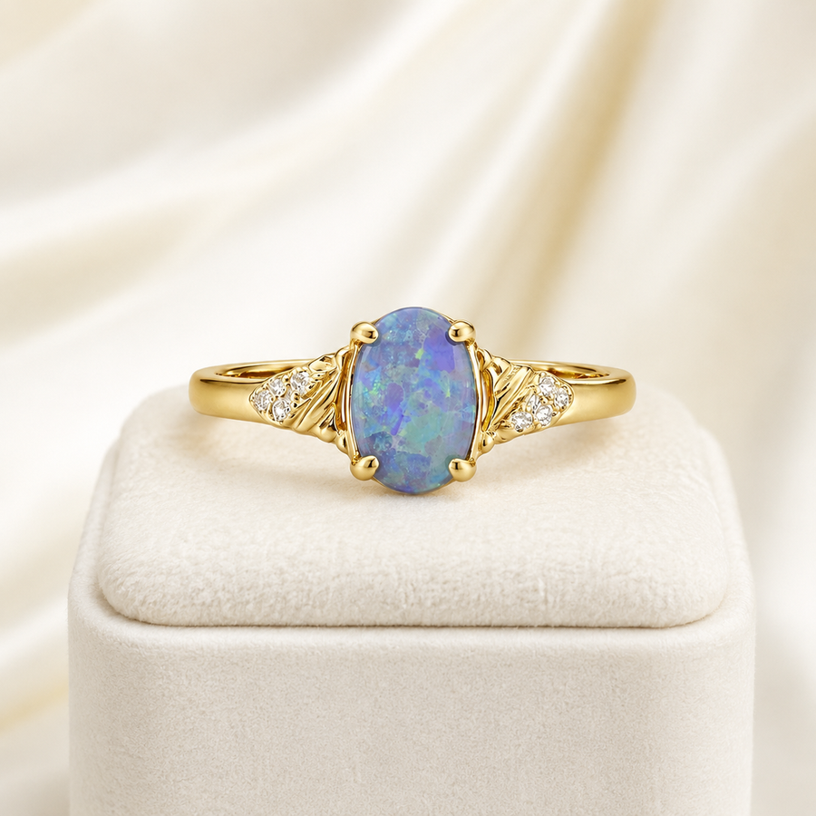 Black Opal Ring set in 18K Yellow Gold 265450