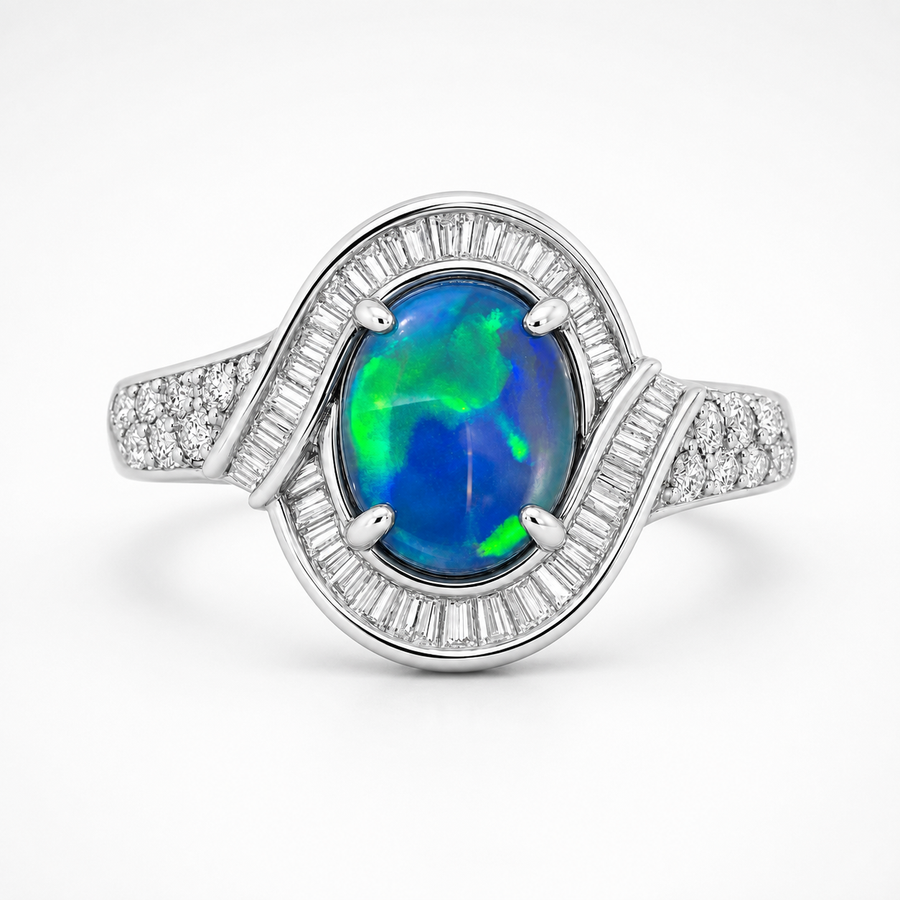 Black Opal Ring set in Platinum 265466