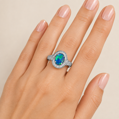 Black Opal Ring set in Platinum 265466