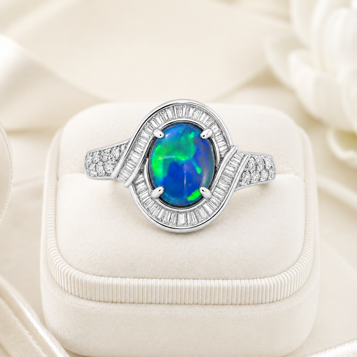 Black Opal Ring set in Platinum 265466
