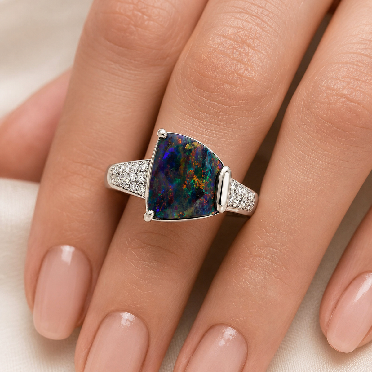 Boulder Opal Ring set in Platinum 265471