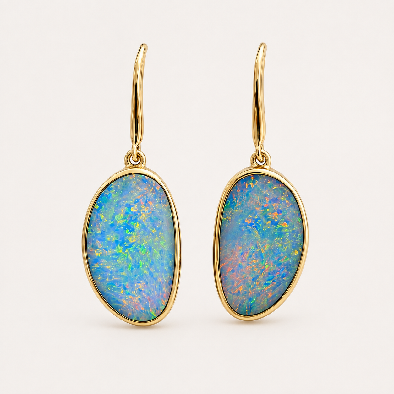 14K Yellow Gold Earrings Opal Doublet 9.38CT 266940