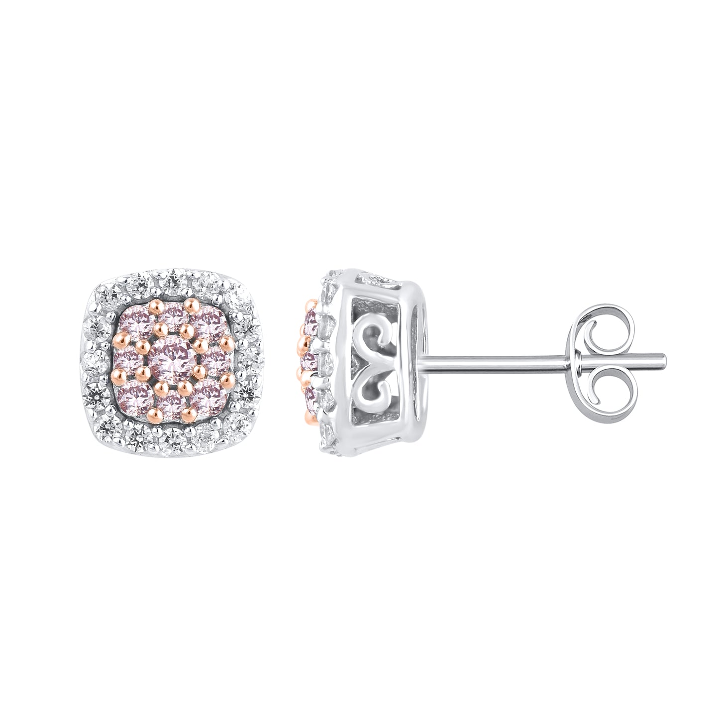 White Gold Argyle Pink Diamond Earrings - "Luxuria"