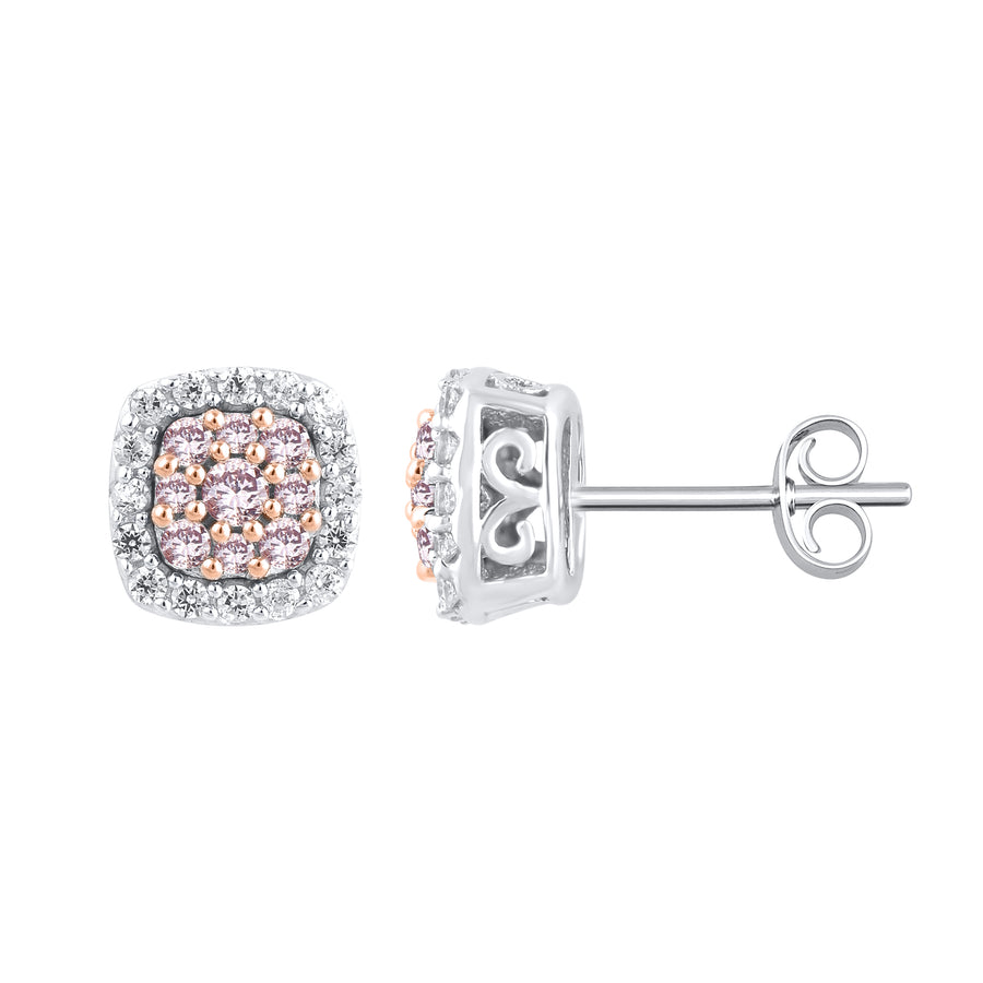 White Gold Argyle Pink Diamond Earrings - "Luxuria"