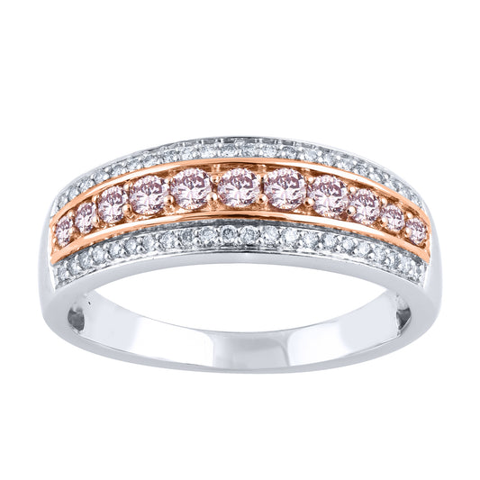 White Gold Argyle Pink Diamond Band - "Pink Splendor"