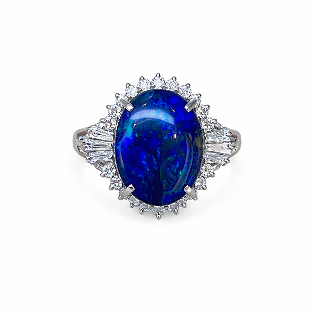 Australian black Opal ring platinum