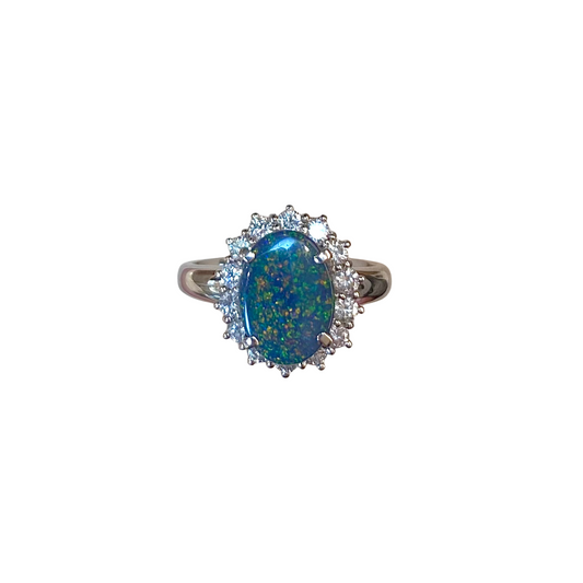 Platinum Australian Black Opal Ring (3833625)