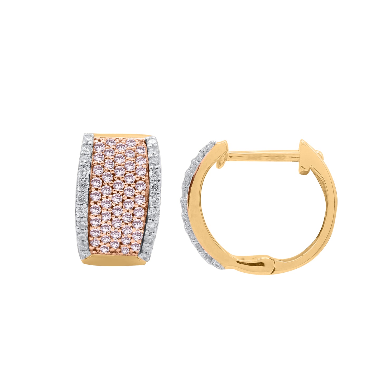 Yellow Gold Argyle Pink Diamond Earrings - "Opulent Hoops"