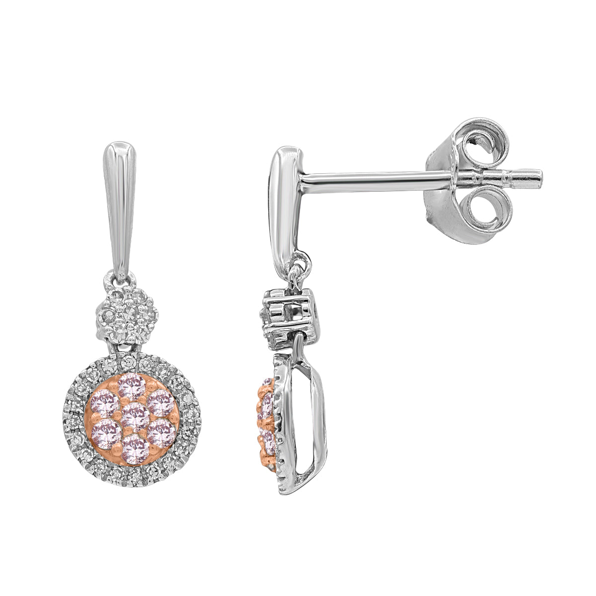 White Gold Argyle Pink Diamond Earrings - 461137-A-FNP
