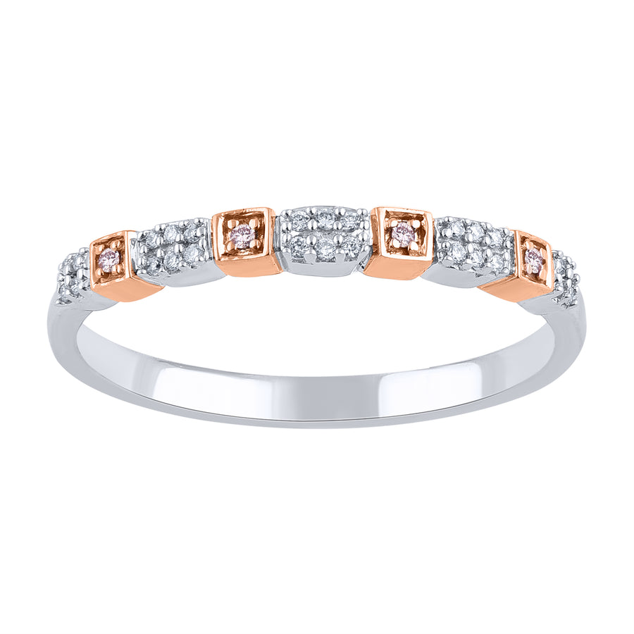 White Gold Argyle Pink Diamond Band - "Celestia"