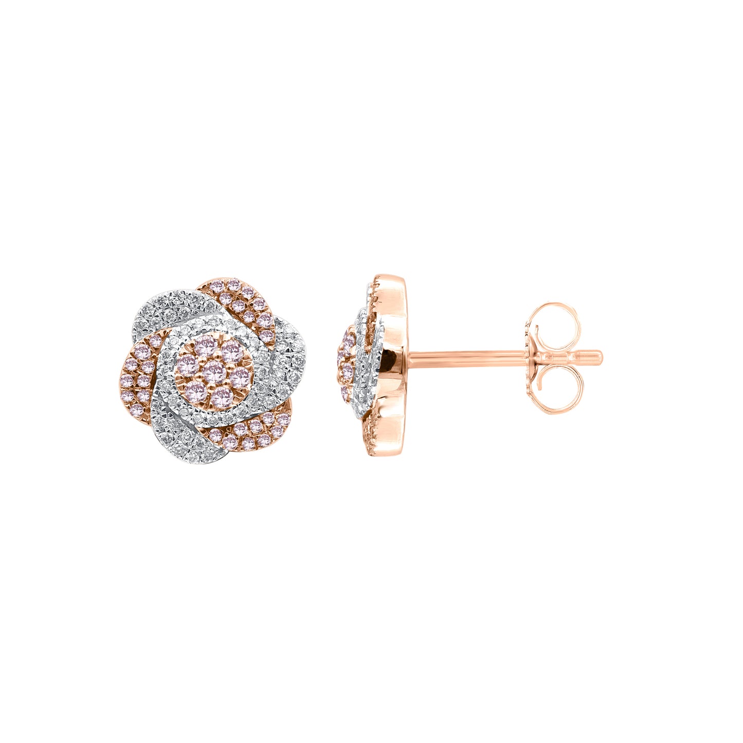 Rose Gold Argyle Pink Diamond Earrings - "Pristinea"