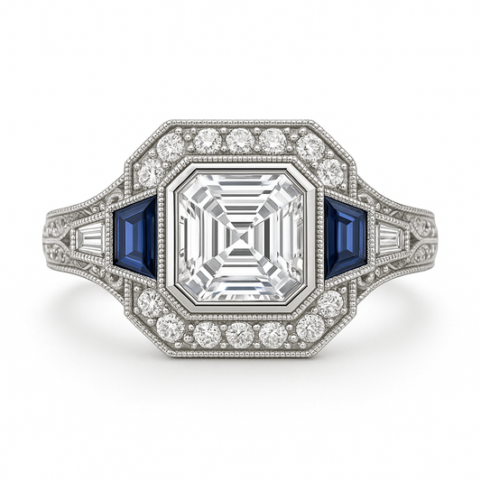 'Art Deco Empress' Bespoke Engagement Ring