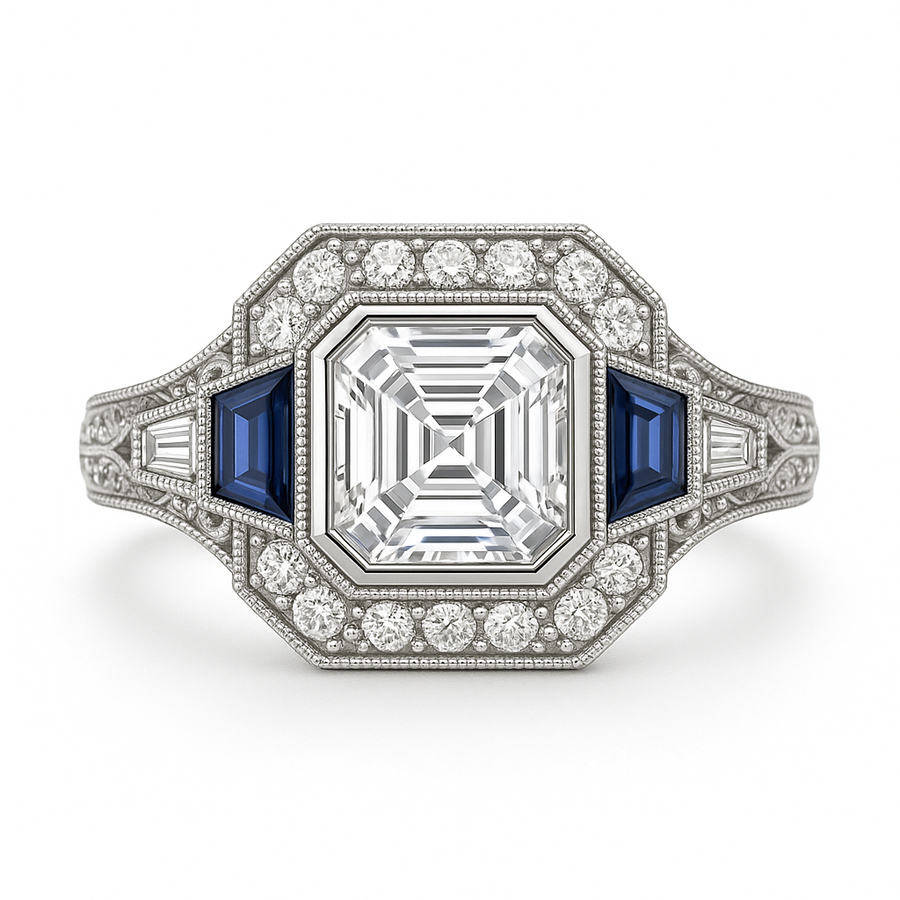 'Art Deco Empress' Bespoke Engagement Ring