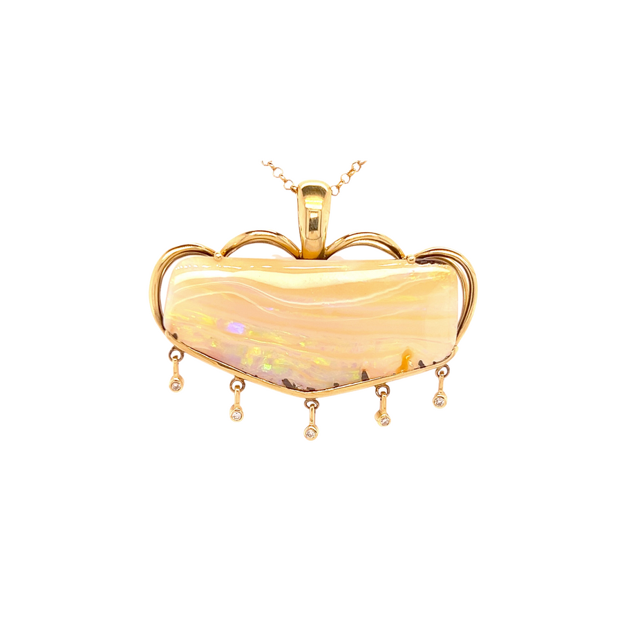14K Yellow Gold Boulder Opal Pendant - "Opal Myst"