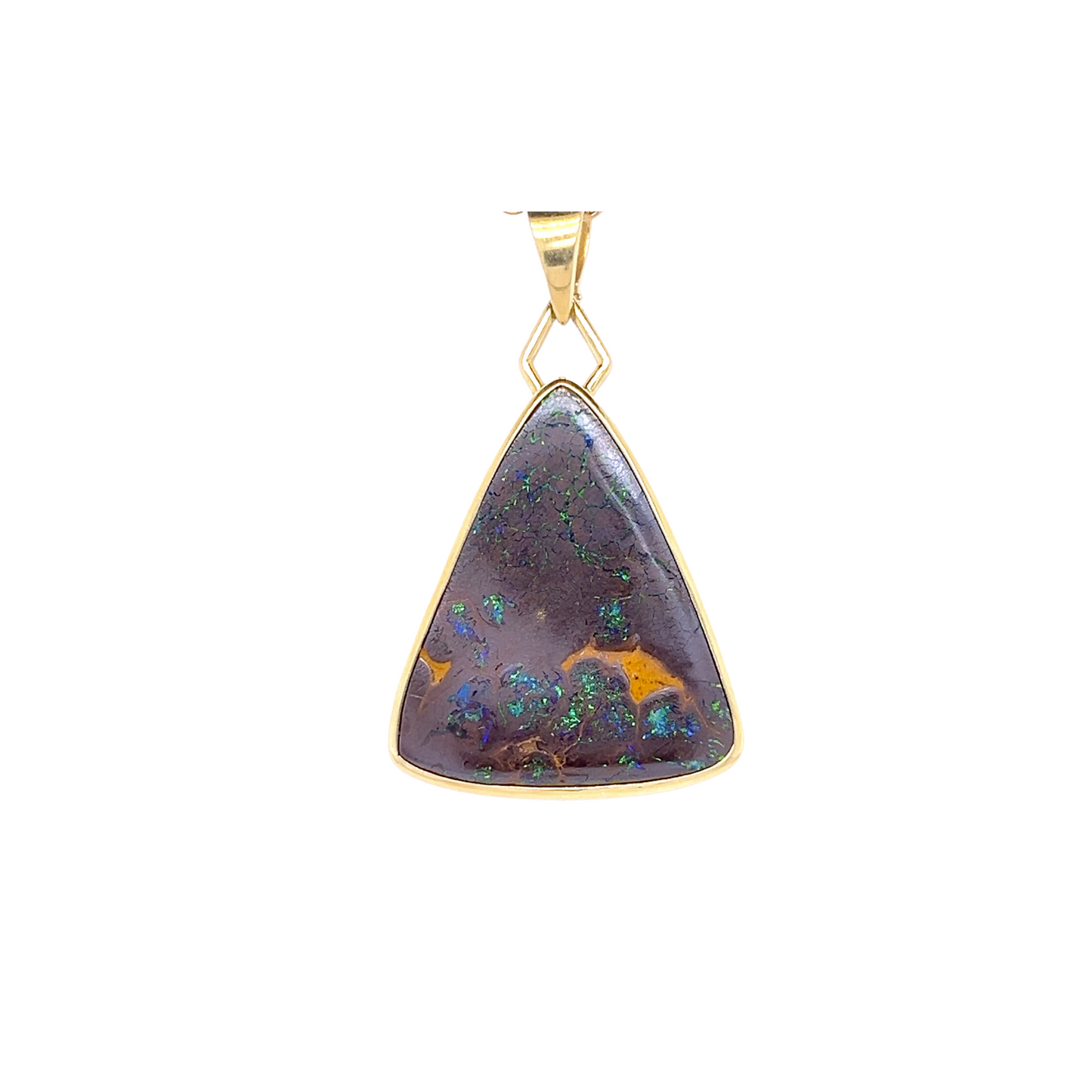 14K Yellow Gold Boulder Opal Pendant - "Echo Stone"