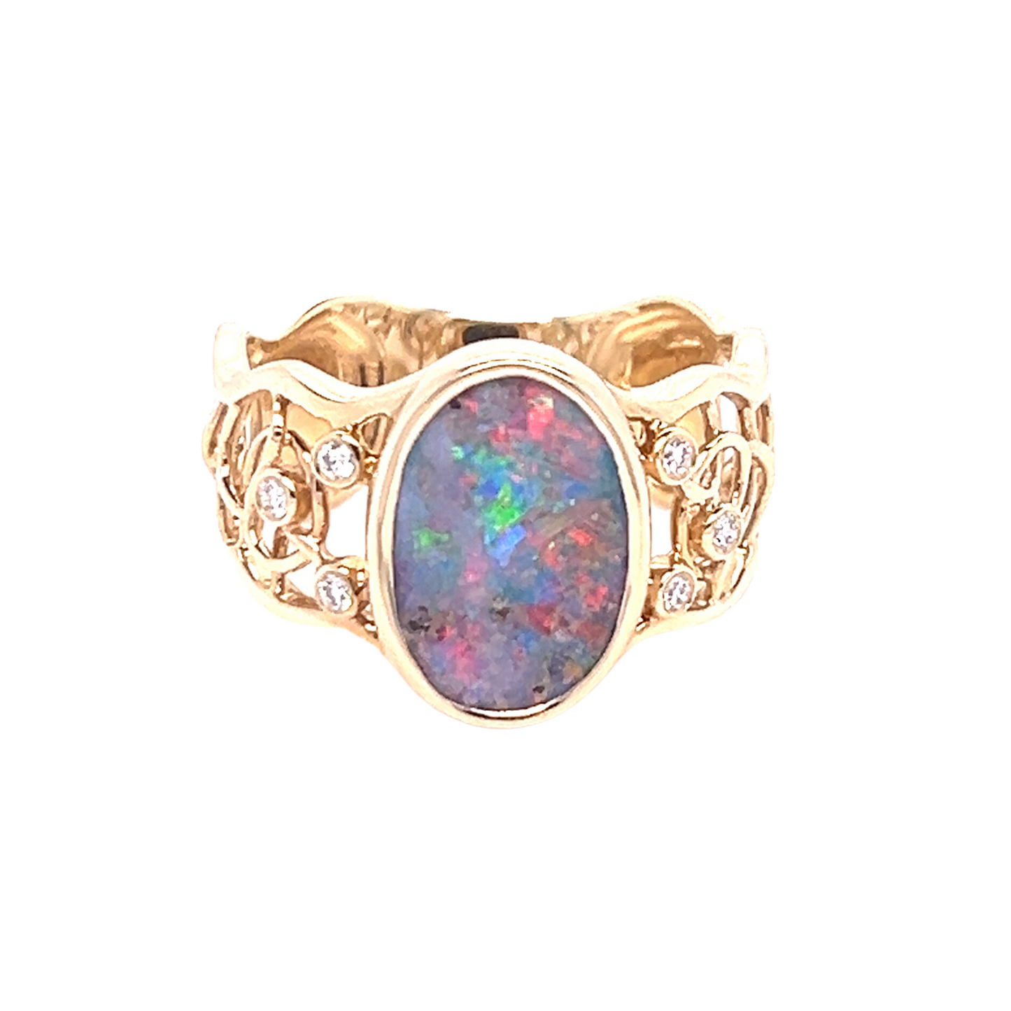 Yellow Gold Black Opal Ring - "Aristex"