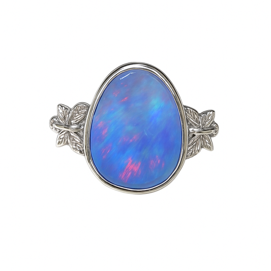 Silver Natural Australian Opal Doublet Pendant - 256408