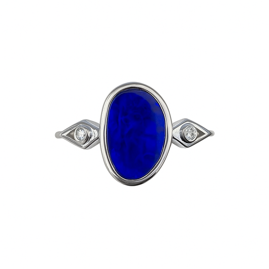 Silver Natural Australian Opal Doublet Ring - 256253