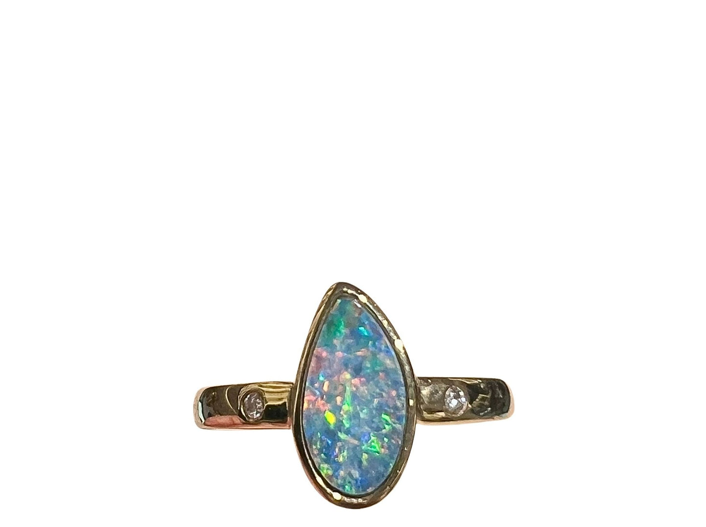 Australian Opal 2.10CT & 0.02CT Diamonds Ring