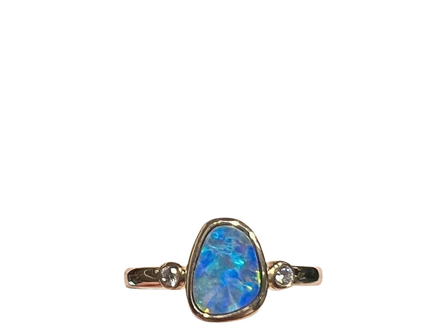 Australian Opal 0.67CT & 0.04CT Diamonds Ring