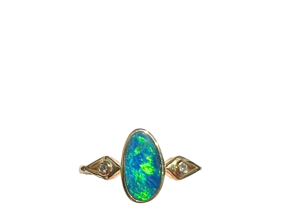 Australian Opal 1.65CT & 0.01CT Diamonds Ring
