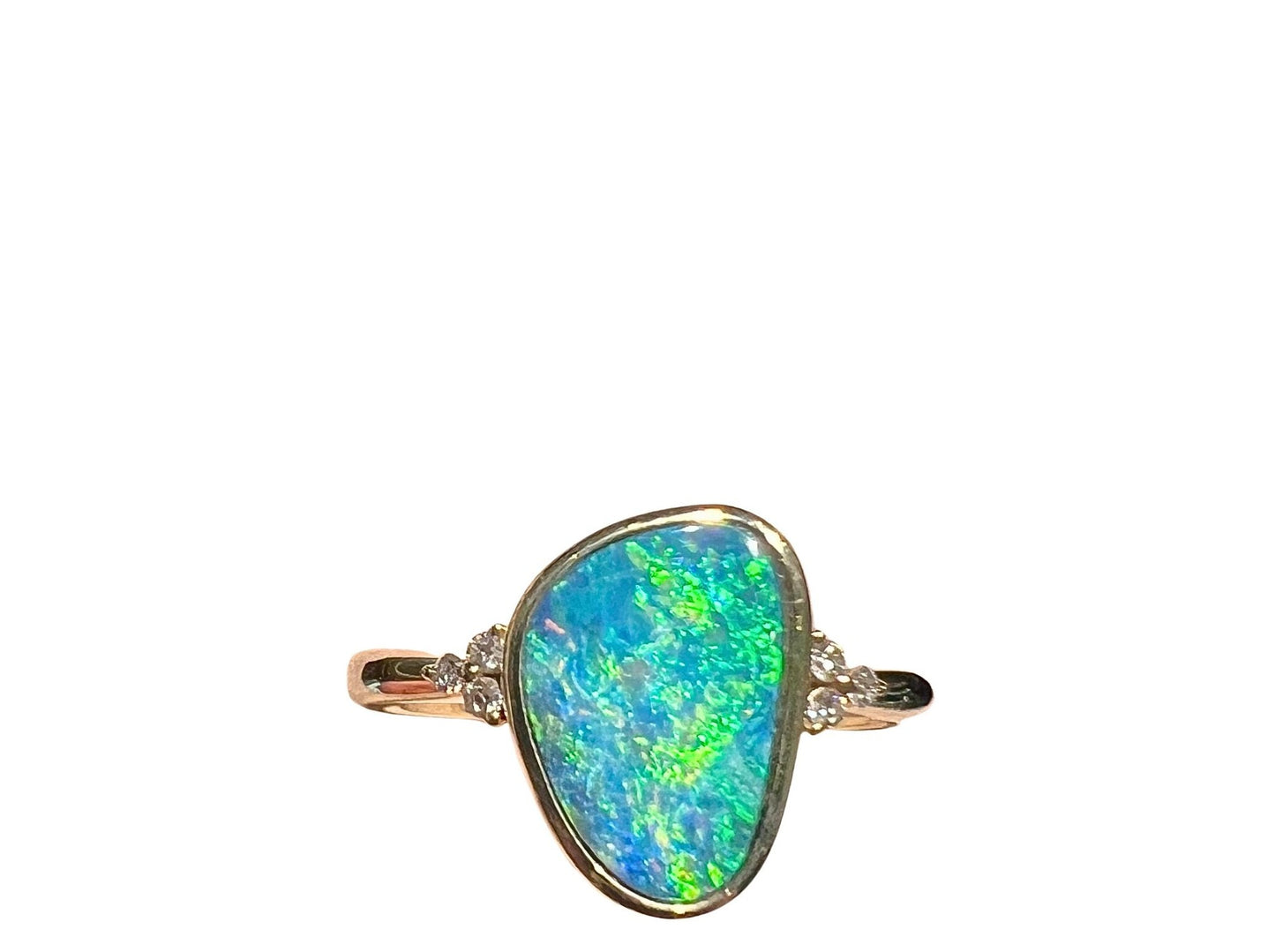 Australian Opal 1.74CT & 0.06CT Diamonds Ring