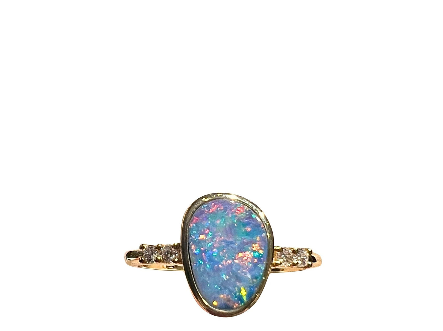 Australian Opal 1.18CT & 0.09CT Diamonds Ring