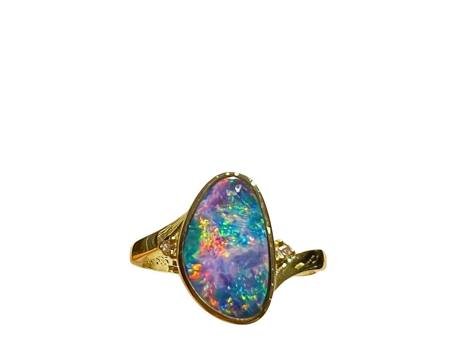 Australian Opal 1.68CT & 0.03CT Diamonds Ring