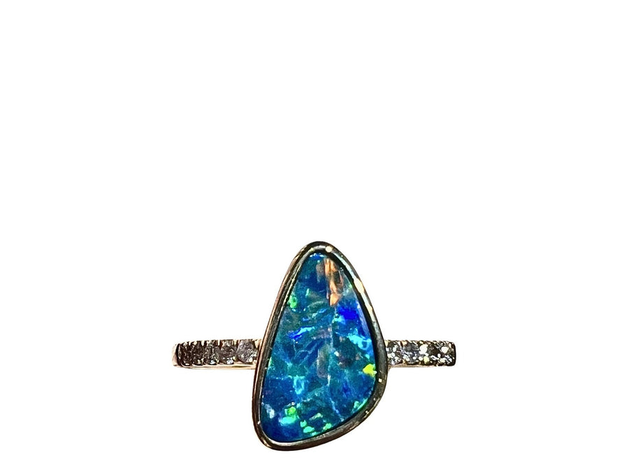 Australian Opal 1.25CT & 0.12CT Diamonds Ring