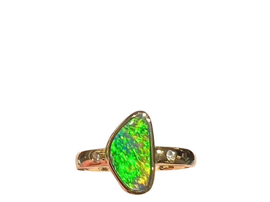 Australian Opal 1.30CT & 0.03CT Diamonds Ring