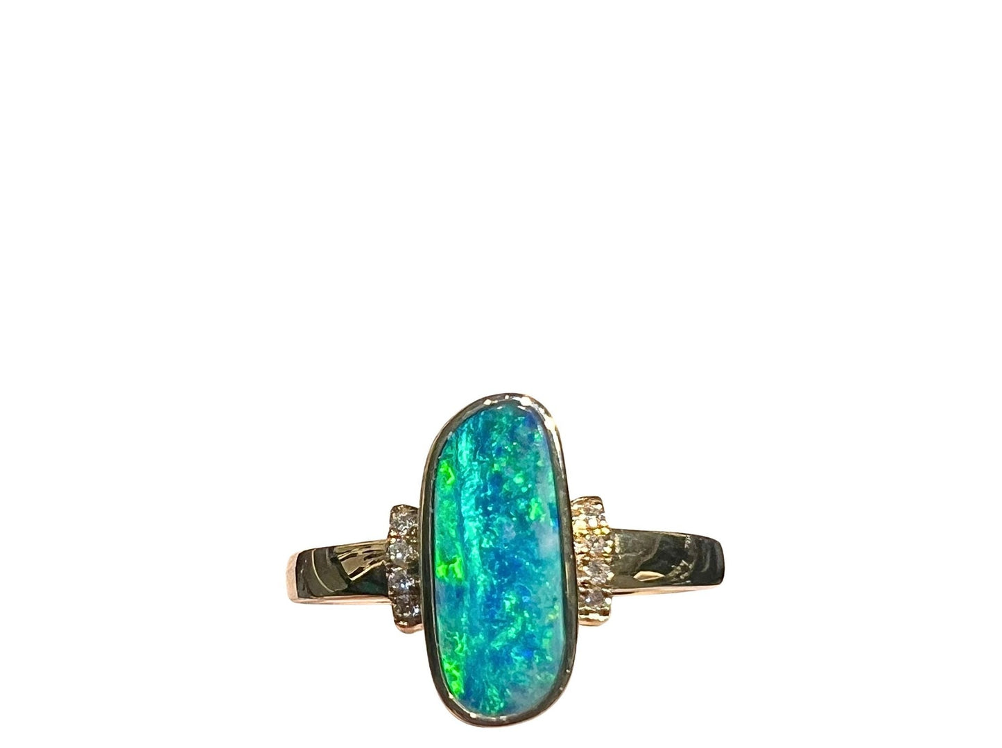 Australian Opal 1.32CT & 0.04CT Diamonds Ring