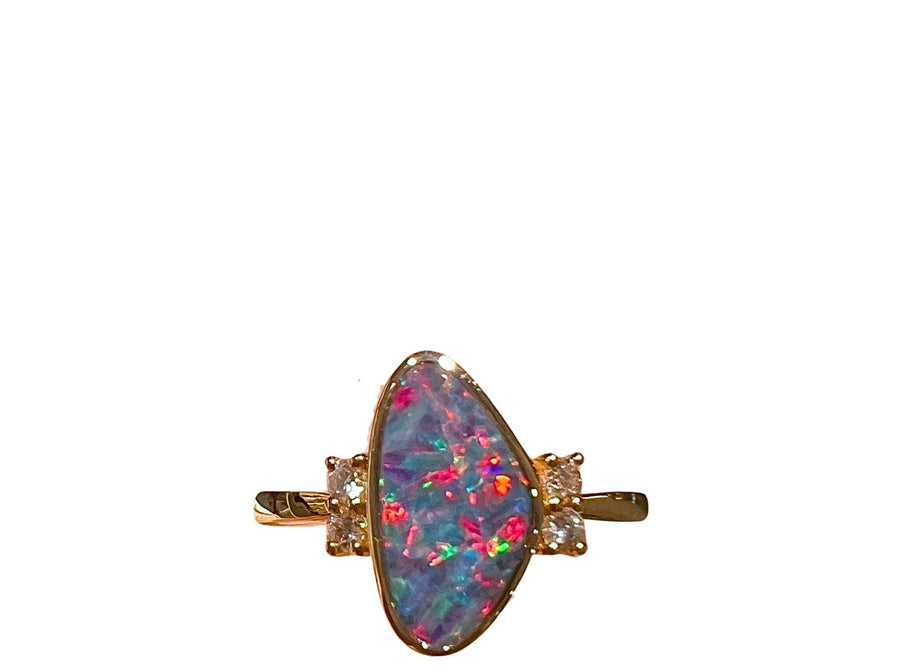 Australian Opal 1.48CT & 0.18CT Diamonds Ring