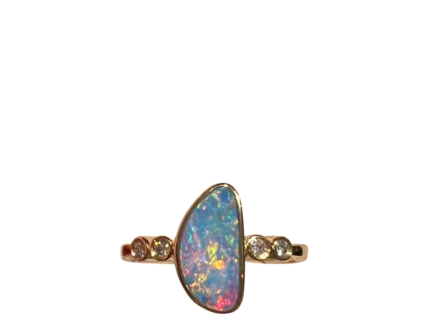 Australian Opal 1.67CT & 0.09CT Diamonds Ring
