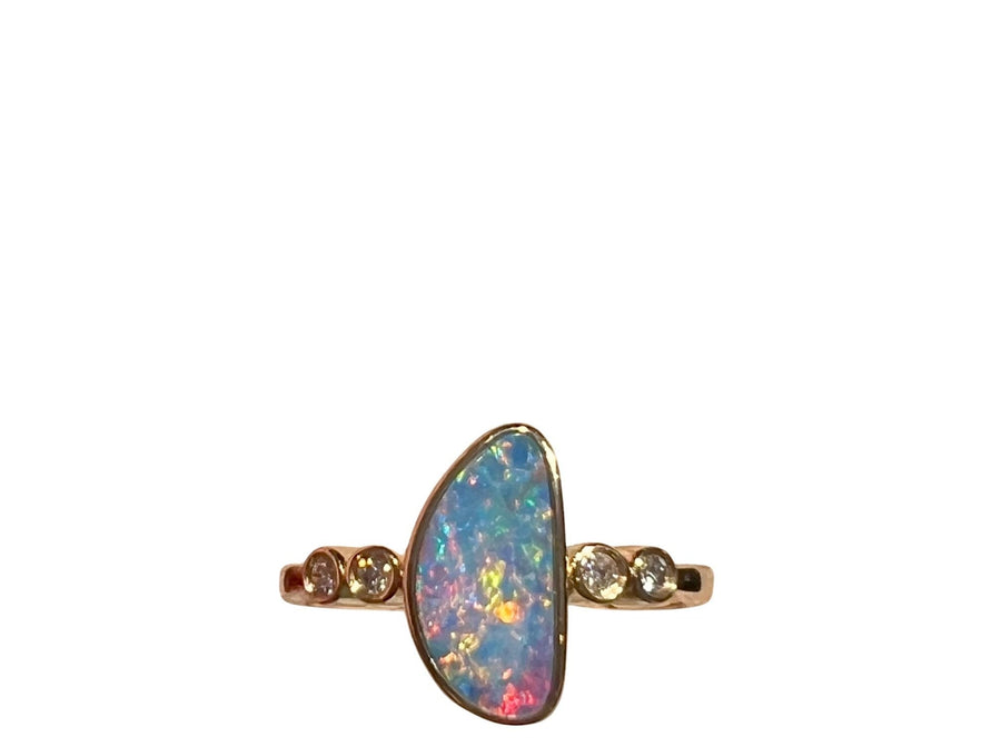 Australian Opal 1.67CT & 0.09CT Diamonds Ring
