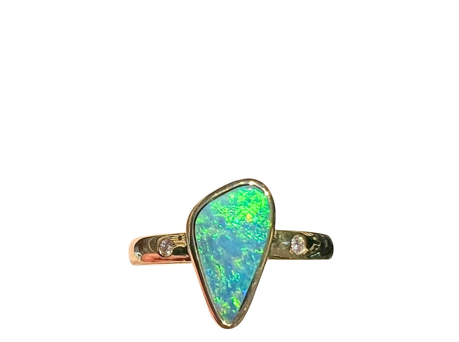 Australian Opal 0.80CT & 0.03CT Diamonds Ring