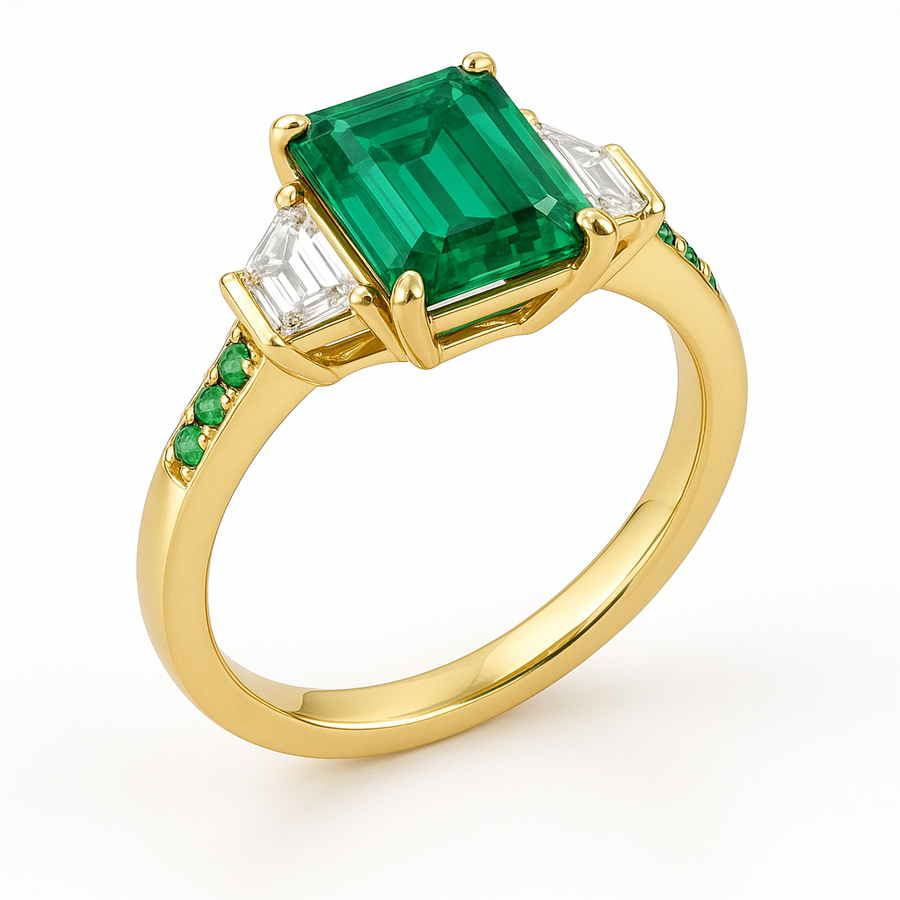 'Emerald Symphony' Colombian Emerald Engagement Ring