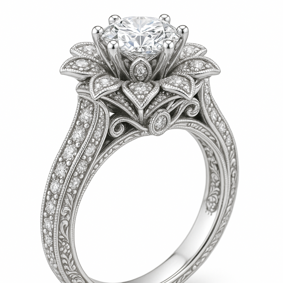 'Imperial Blossom' Bespoke Diamond Engagement Ring