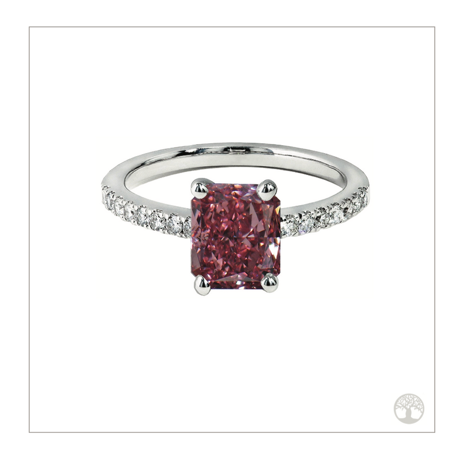 Fancy Vivid Purplish Pink 2.02CT Diamond Ring Front View