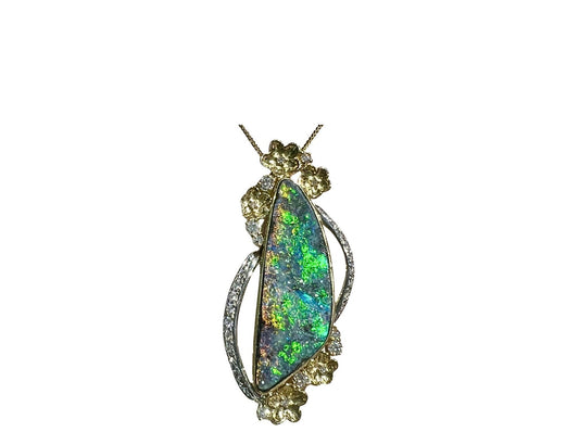 Platinum & Yellow Gold 21.89CT Australian Boulder Opal Pendant