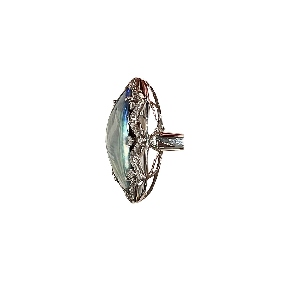 White Gold Boulder Opal Ring - "Pinnacle"