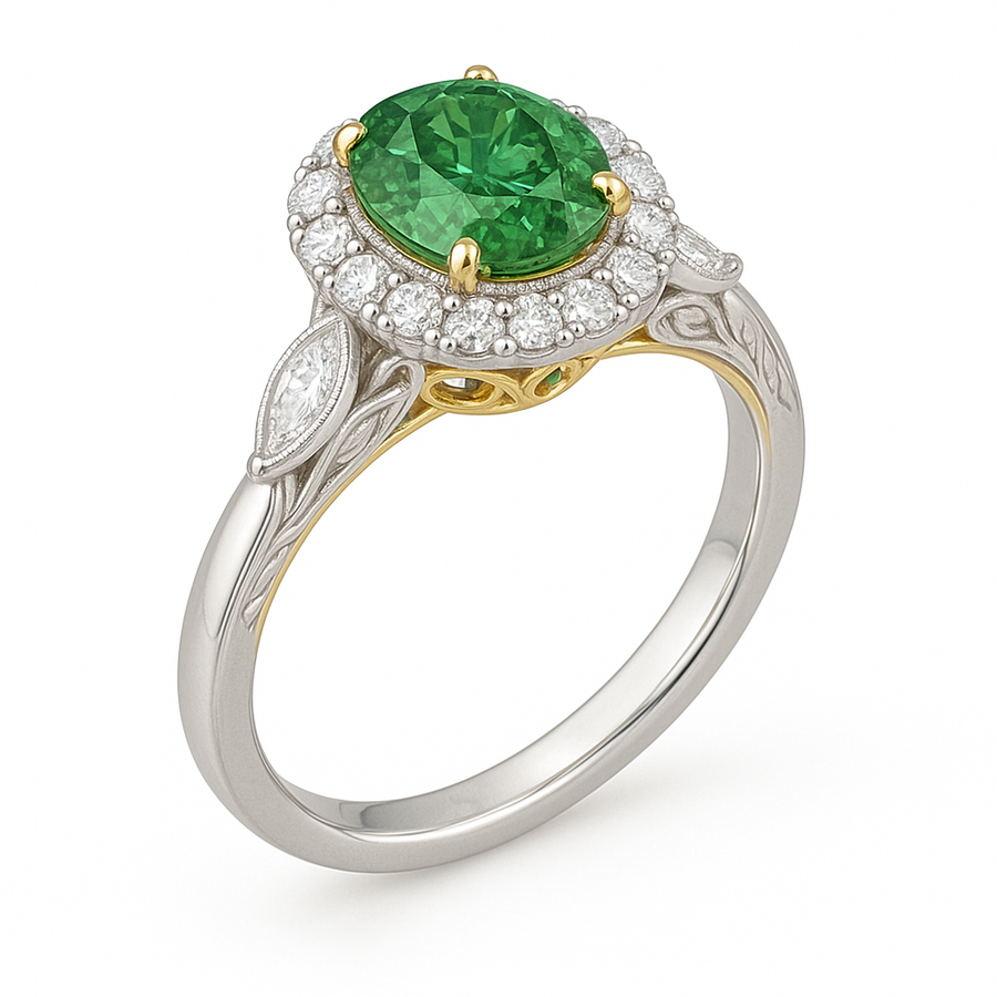 'Verdant Envy' Bespoke Diamond Engagement Ring